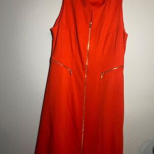 Calvin Klein Red Gold Zippered Dress
